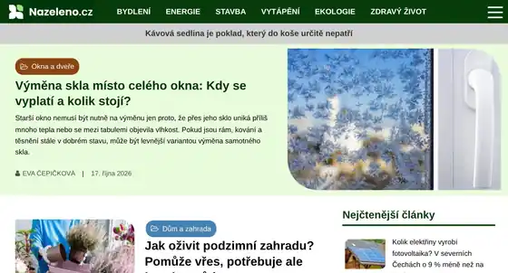 Úvodní stránka magazínu nazeleno.cz